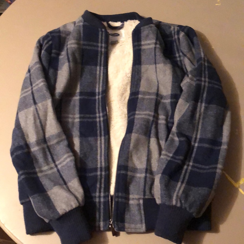 Sherpa lines blue plaid jacket